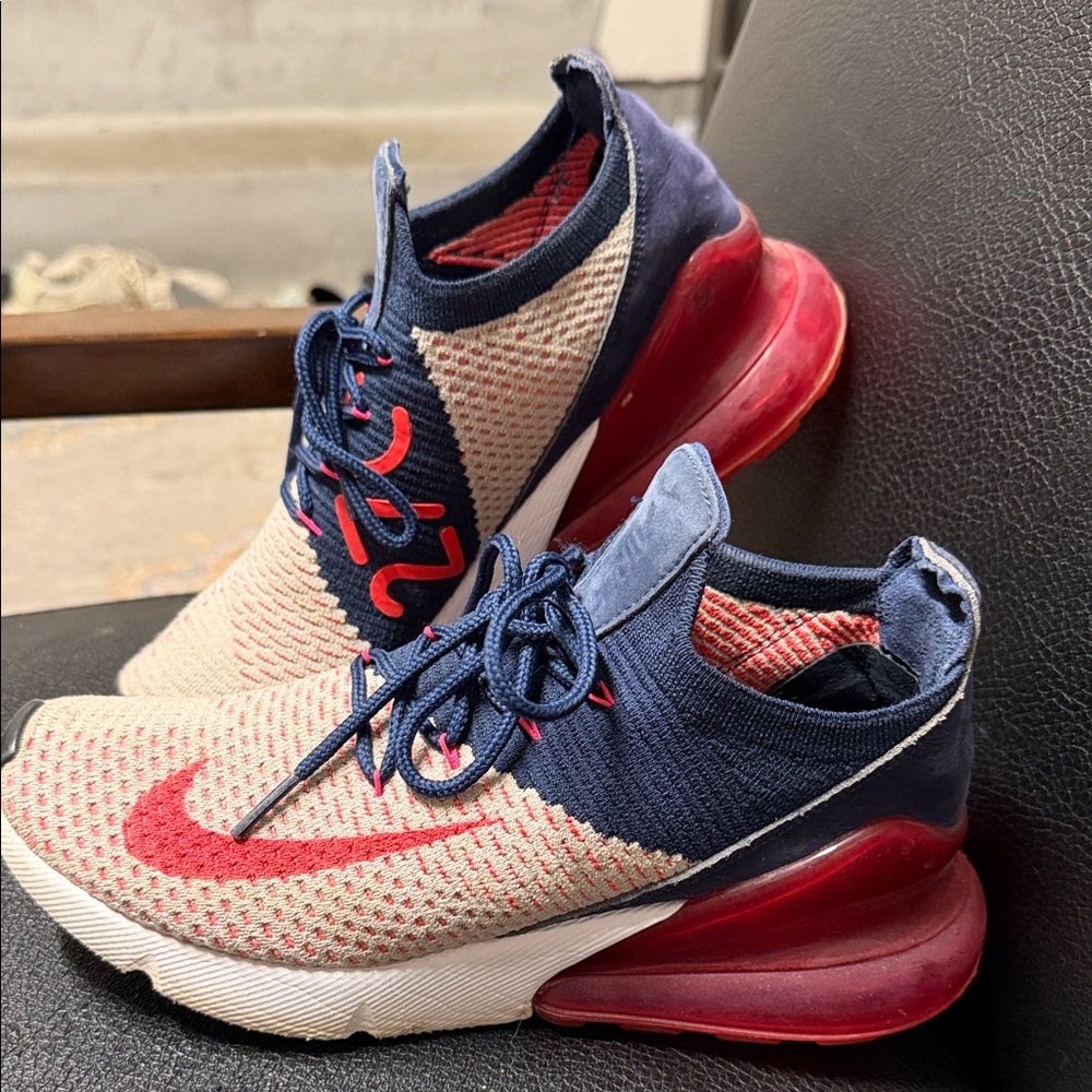 Nike Flyknit Slip-On Sneakers - Navy, Red, Cream